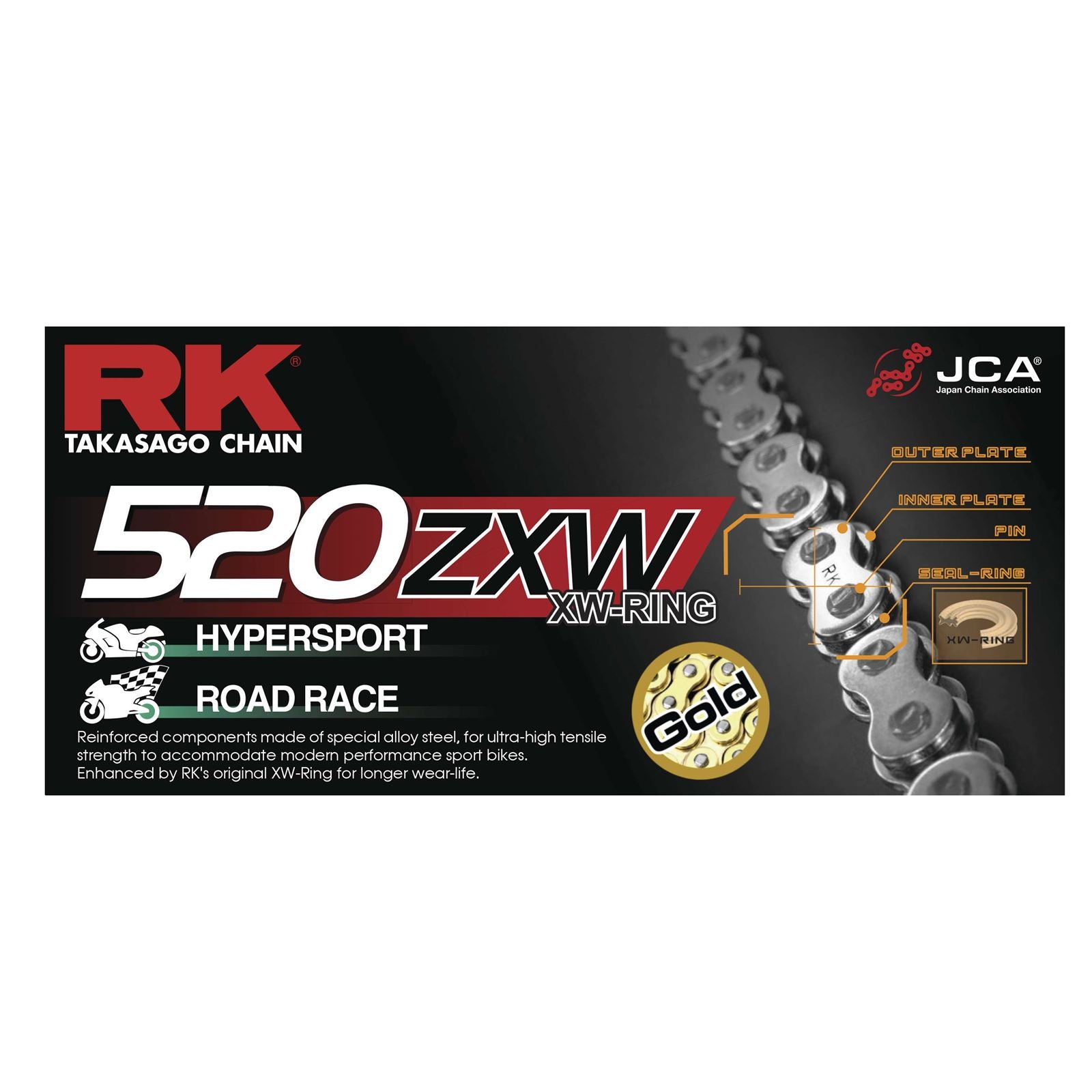 RK Chain 520ZXW Chain 520 x 120, Gold [MPN: GB520ZXW-120]_87397