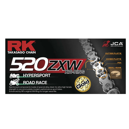 RK Chain 520ZXW Chain 520 x 120, Gold [MPN: GB520ZXW-120]_87397