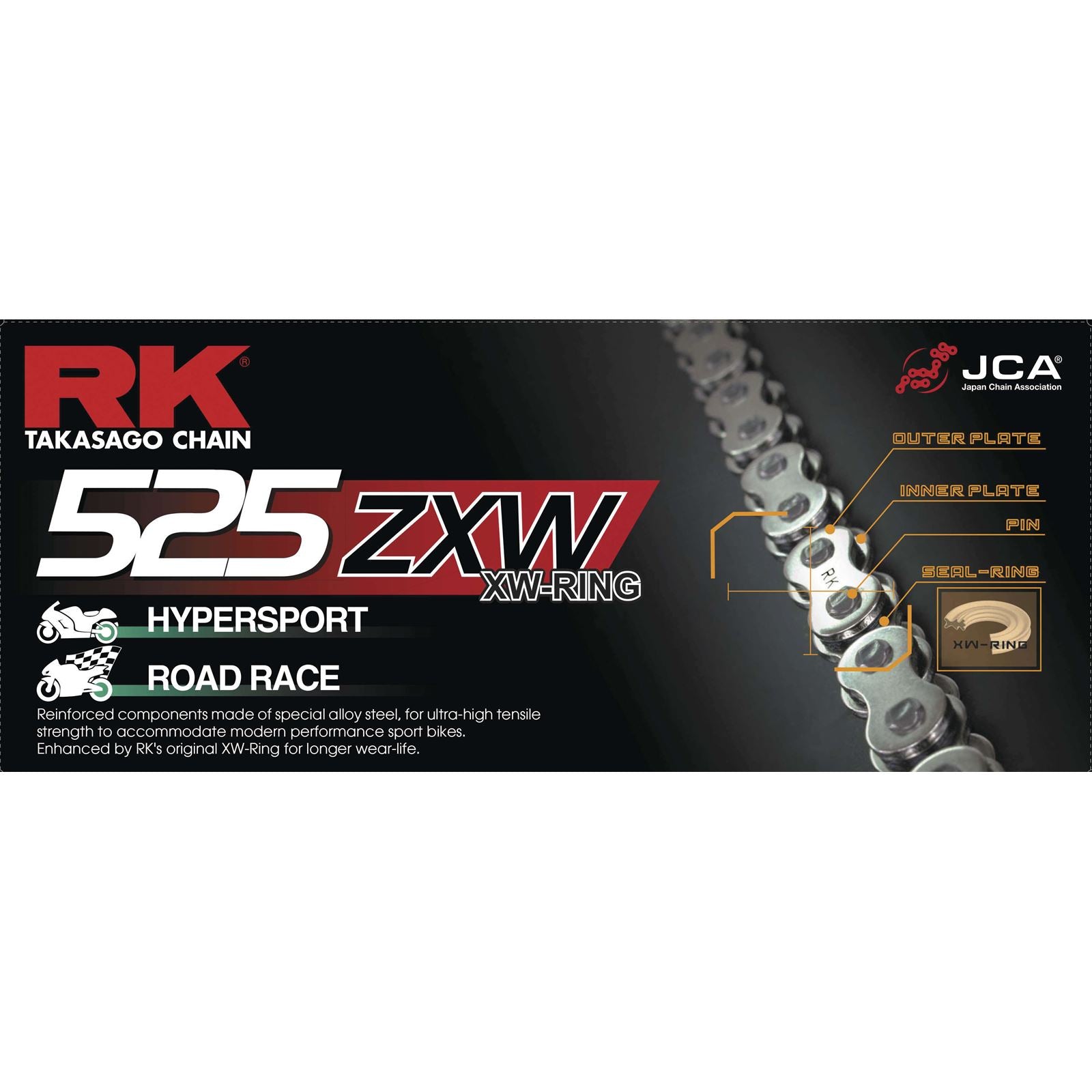 RK Chain 525ZXW Chain 525 x 120, Chrome [MPN: CC525ZXW-120]_87405