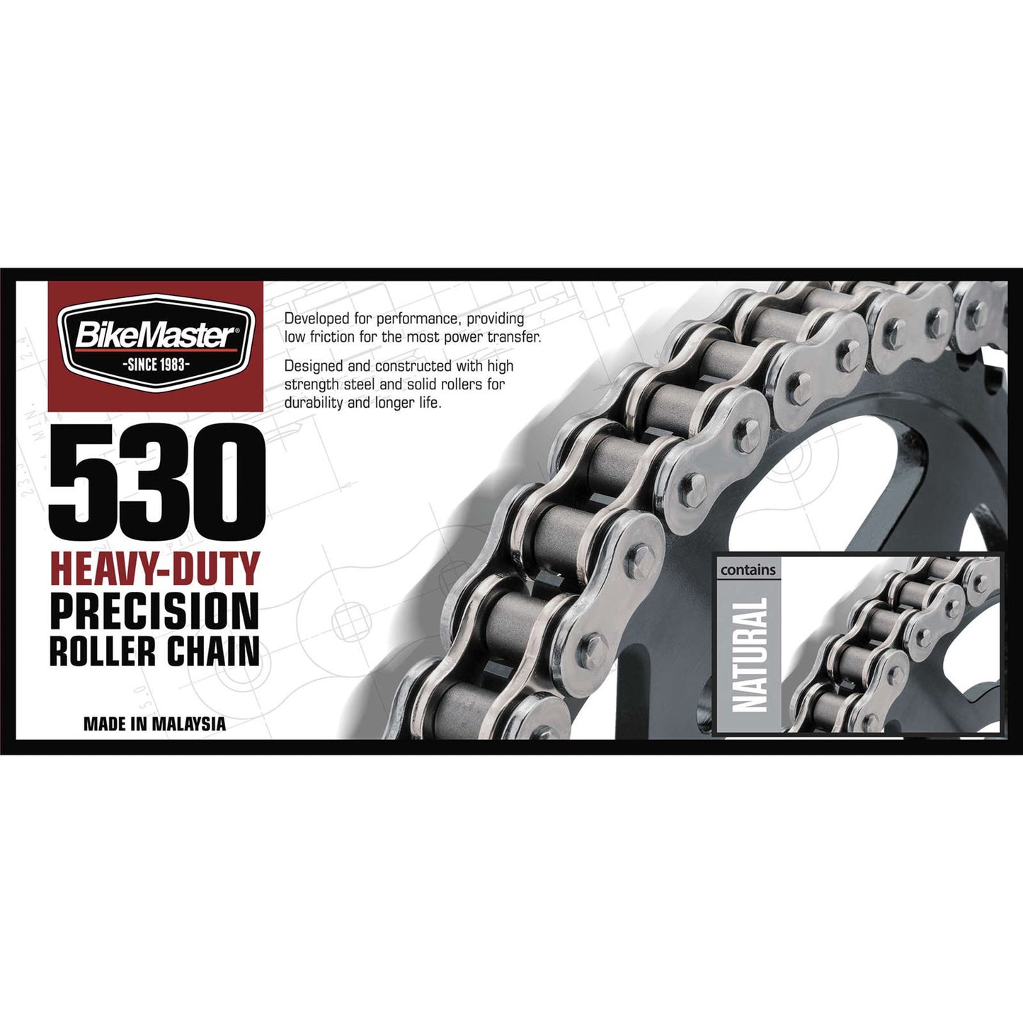 BikeMaster 530H Heavy-Duty Precision Roller Chain Natural 530H X 100_87795