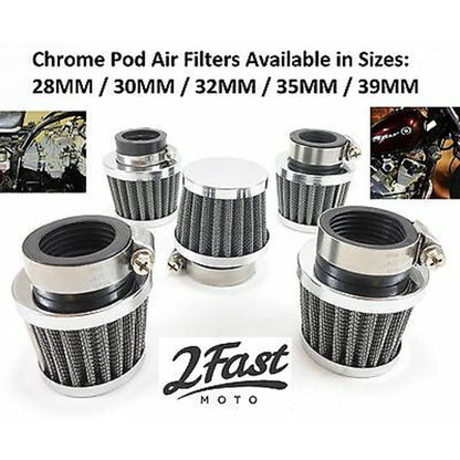 2FastMoto Short Clamp-On 39mm Tapered Wire Mesh POD Air Filter For Tight Spaces 25-24925_619349