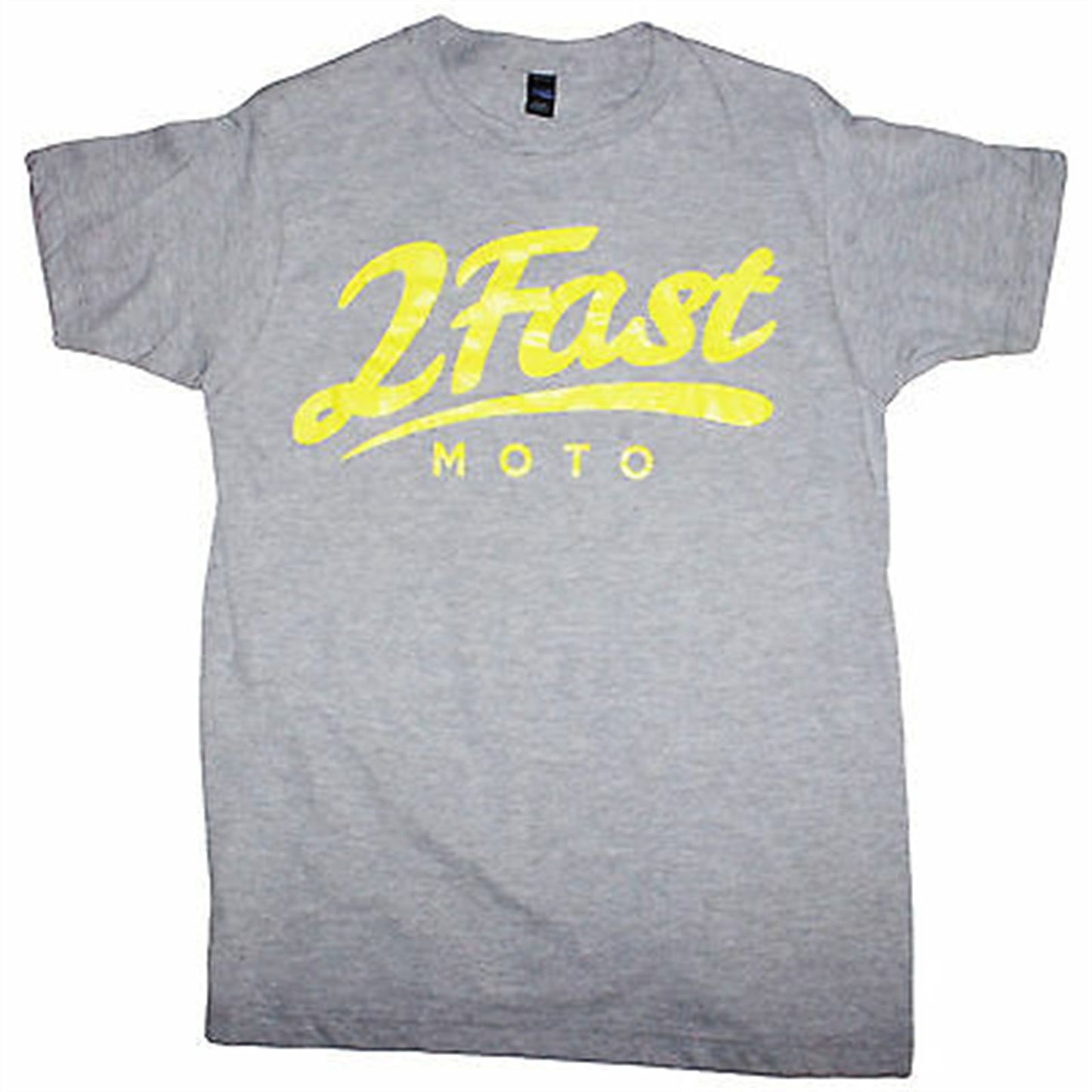 2FastMoto 2FM Logo Short Sleeve Unisex Tee Shirt - Gray/Yellow - XL 2613-725_628726