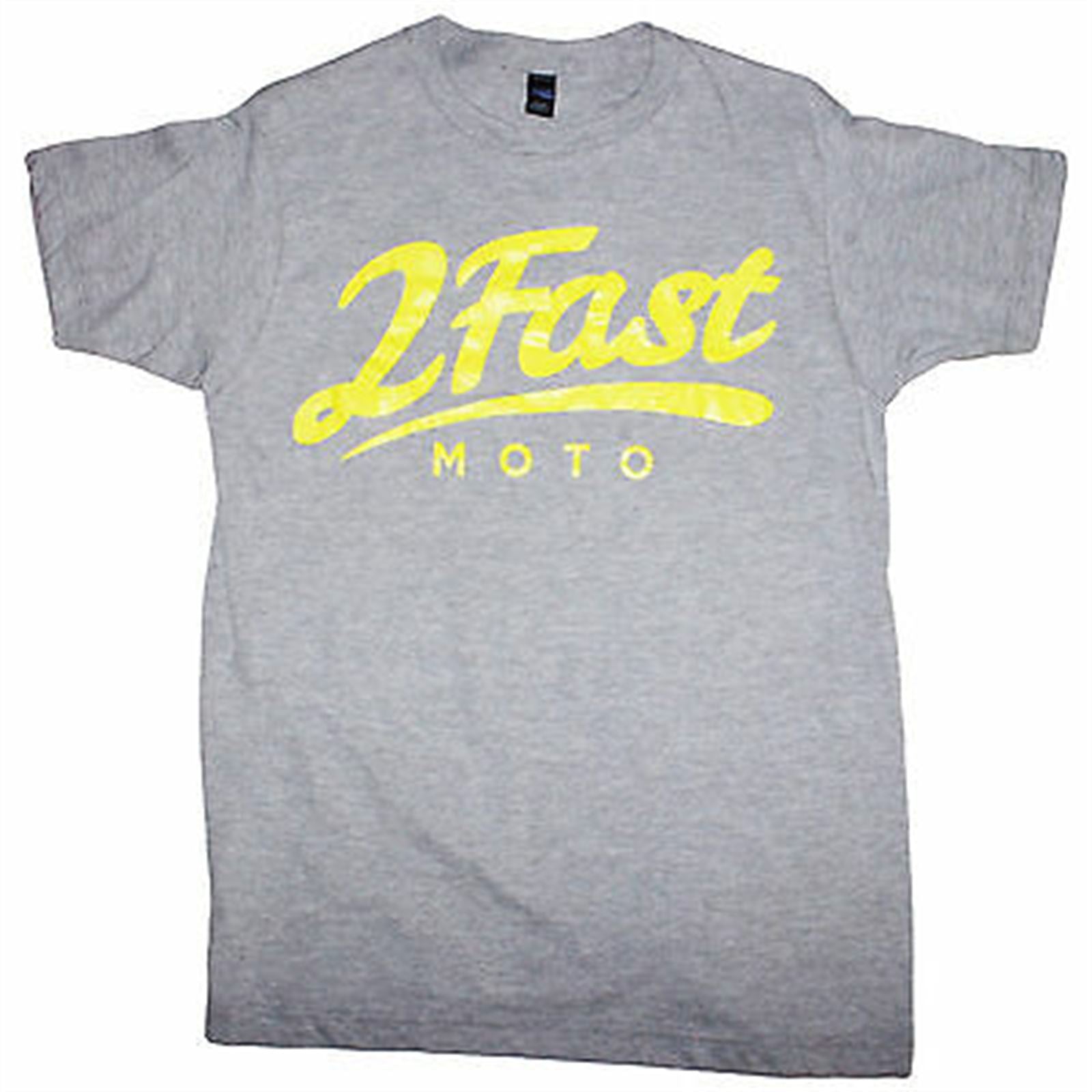 2FM Logo Unisex Motorcycle Sport Street Tee Shirt - Gray/Yellow - 2XL_647992