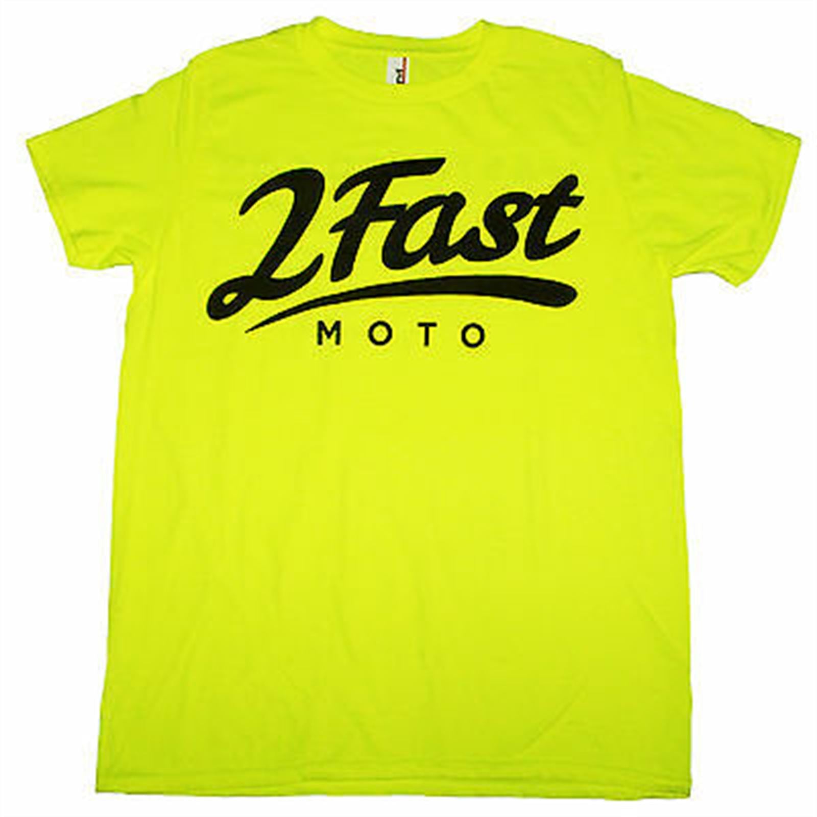 2FastMoto 2FM Logo Unisex Tee Shirt - Hi-Viz Yellow/Black - Large 2613-252_632120