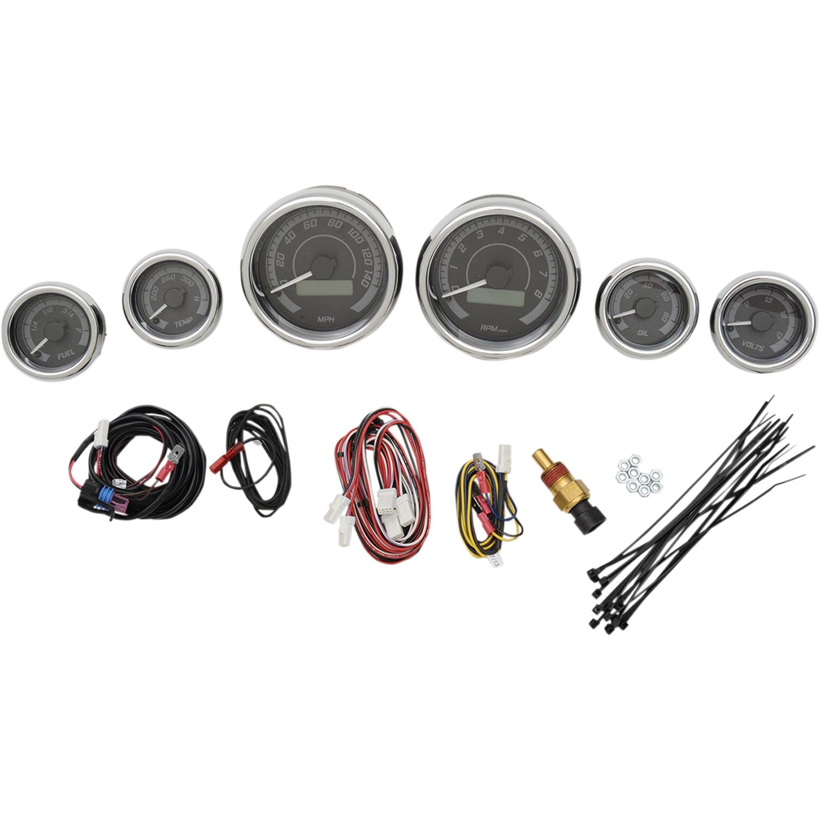 Dakota Digital MVX-8K Series Analog/Digital 6-Gauge Kit - Chrome Bezel MVX-8604-KG-C_370587