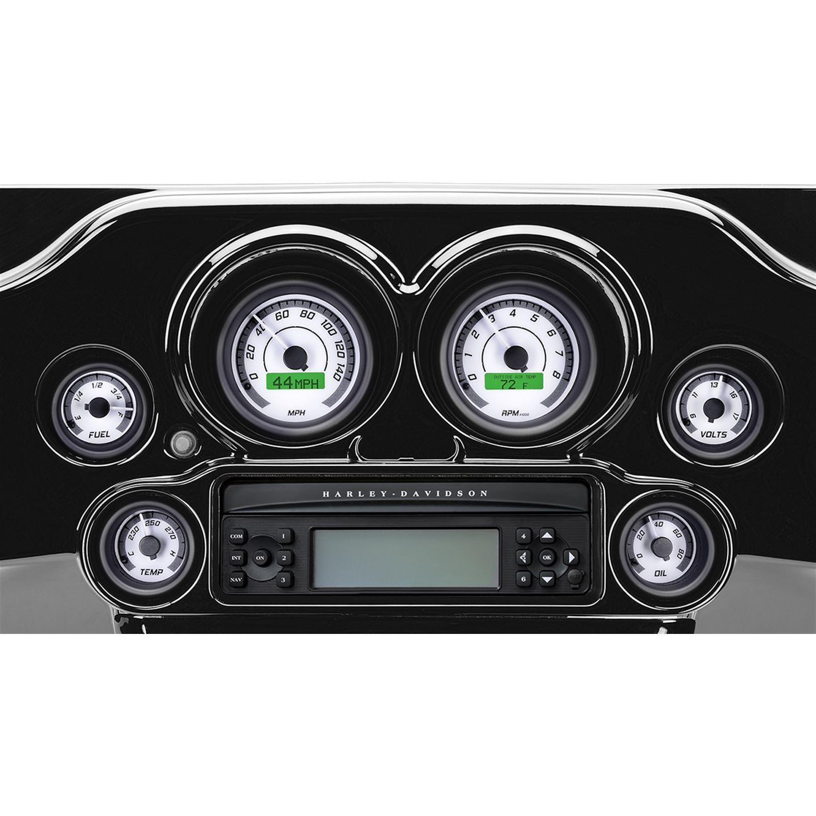 Dakota Digital MVX-8K Series Analog/Digital 6-Gauge Kit - Black Bezel/ White Face MVX-8604-WG-K_370591