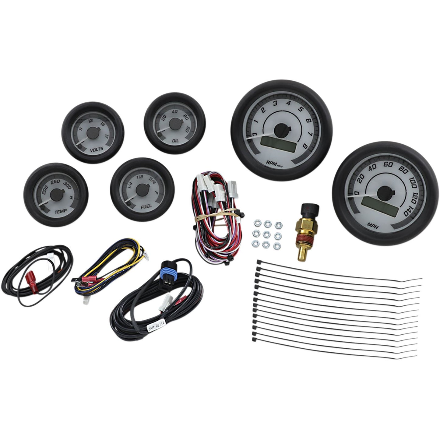 Dakota Digital MVX-8K Series Analog/Digital 6-Gauge Kit - Black Bezel/ White Face MVX-8604-WG-K_370592