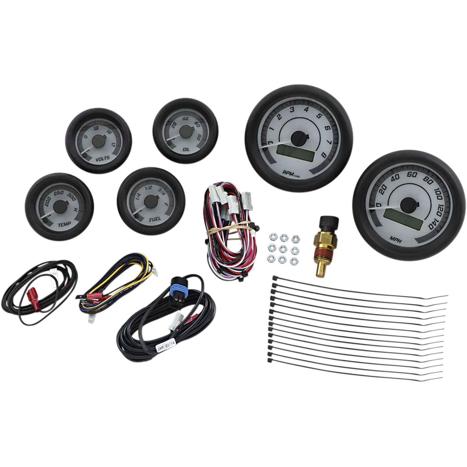 Dakota Digital MVX-8K Series Analog/Digital 6-Gauge Kit - Black Bezel/ White Face MVX-8604-WG-K_370592