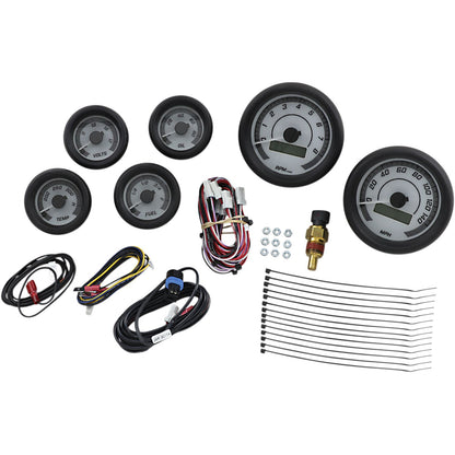 Dakota Digital MVX-8K Series Analog/Digital 6-Gauge Kit - Black Bezel/ White Face MVX-8604-WG-K_370592