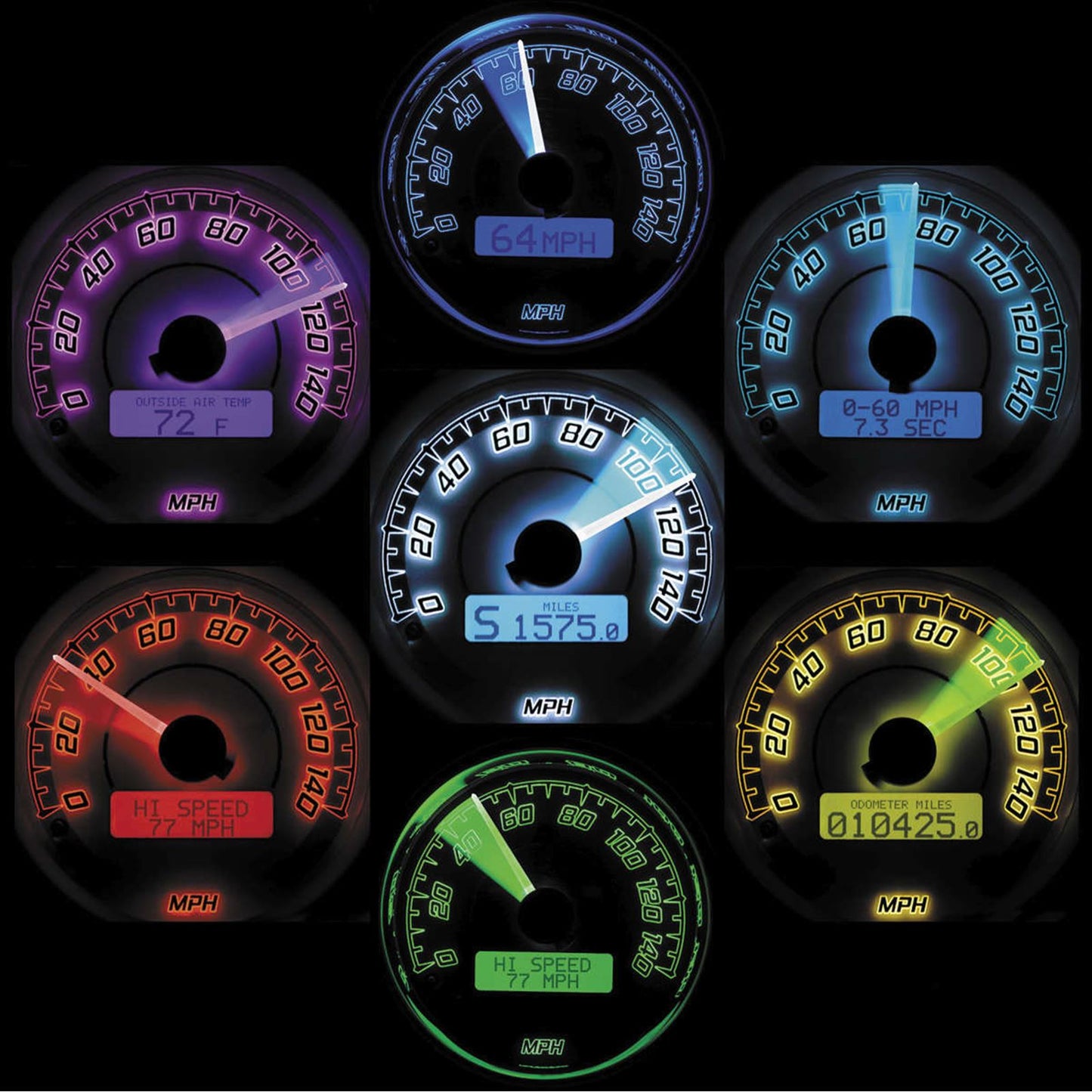Dakota Digital MVX-8K Series Analog 6-Gauge Kit - Chrome Bezel/ Black Face MVX-8600-KG-C_88863