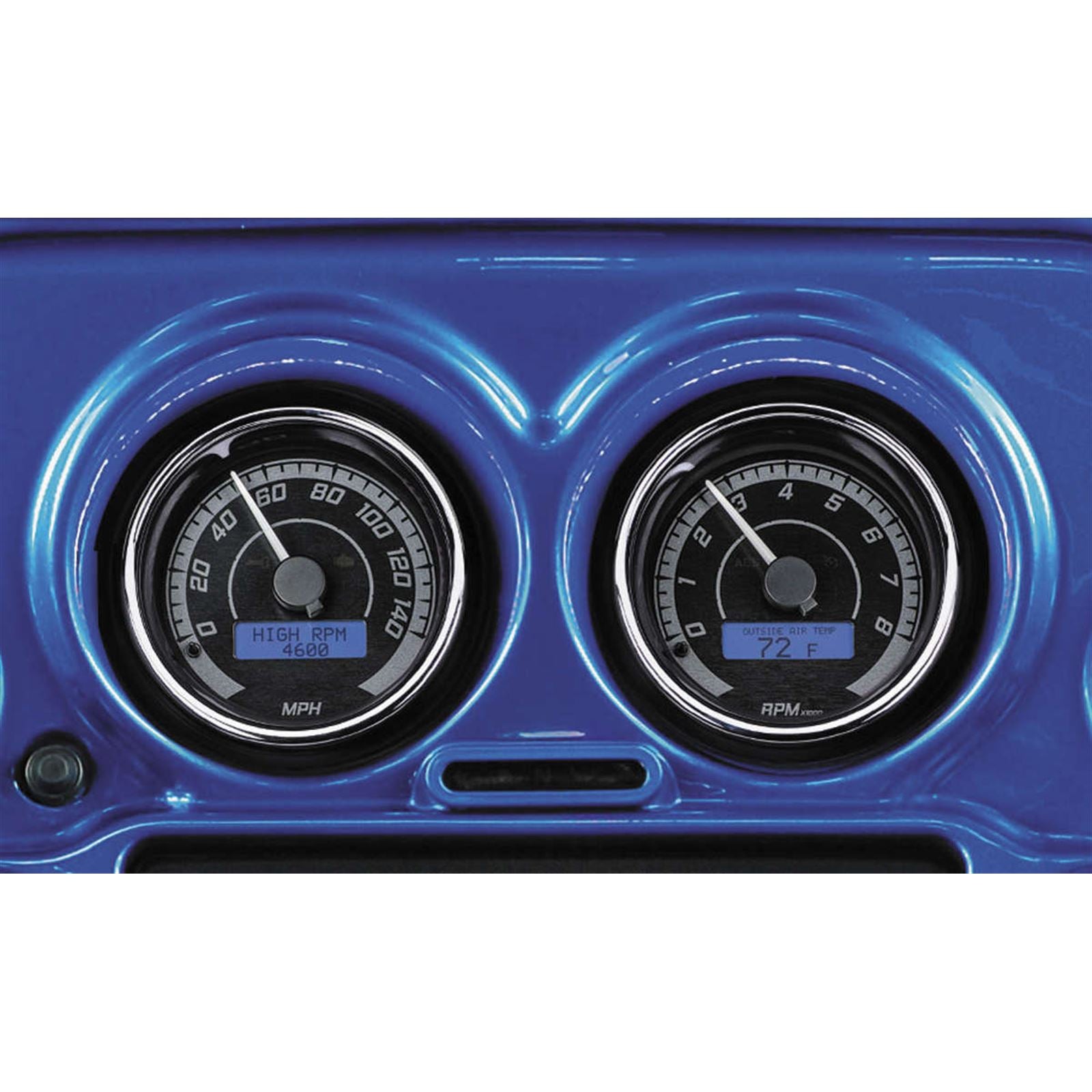 Dakota Digital MVX-8K Series Analog/Digital 2-Gauge Kit - Chrome Bezel/Black Face MVX-8200-KG-C_88881