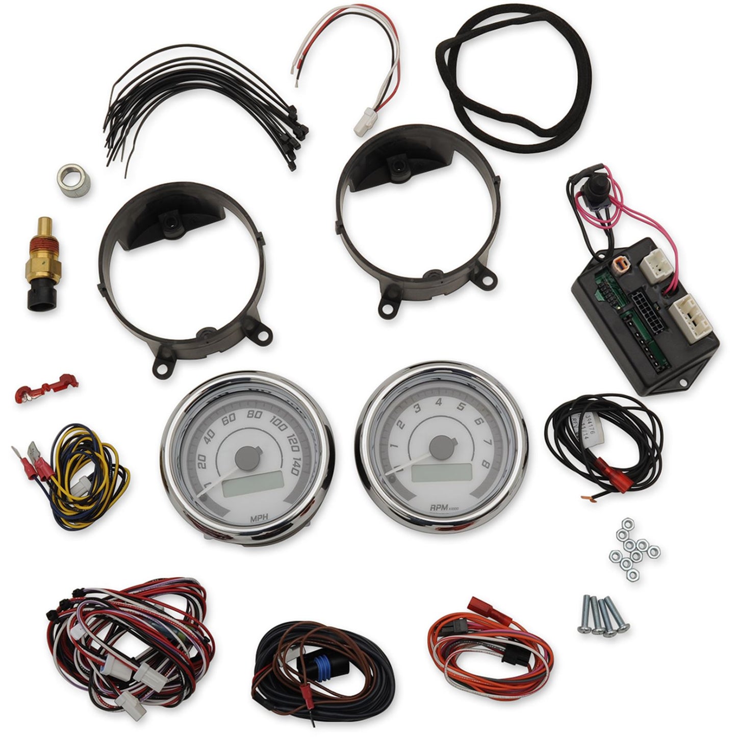 Dakota Digital MVX-8K Series Analog/Digital 2-Gauge Kit - Chrome Bezel/ White Face MVX-8200-WK-C_370644