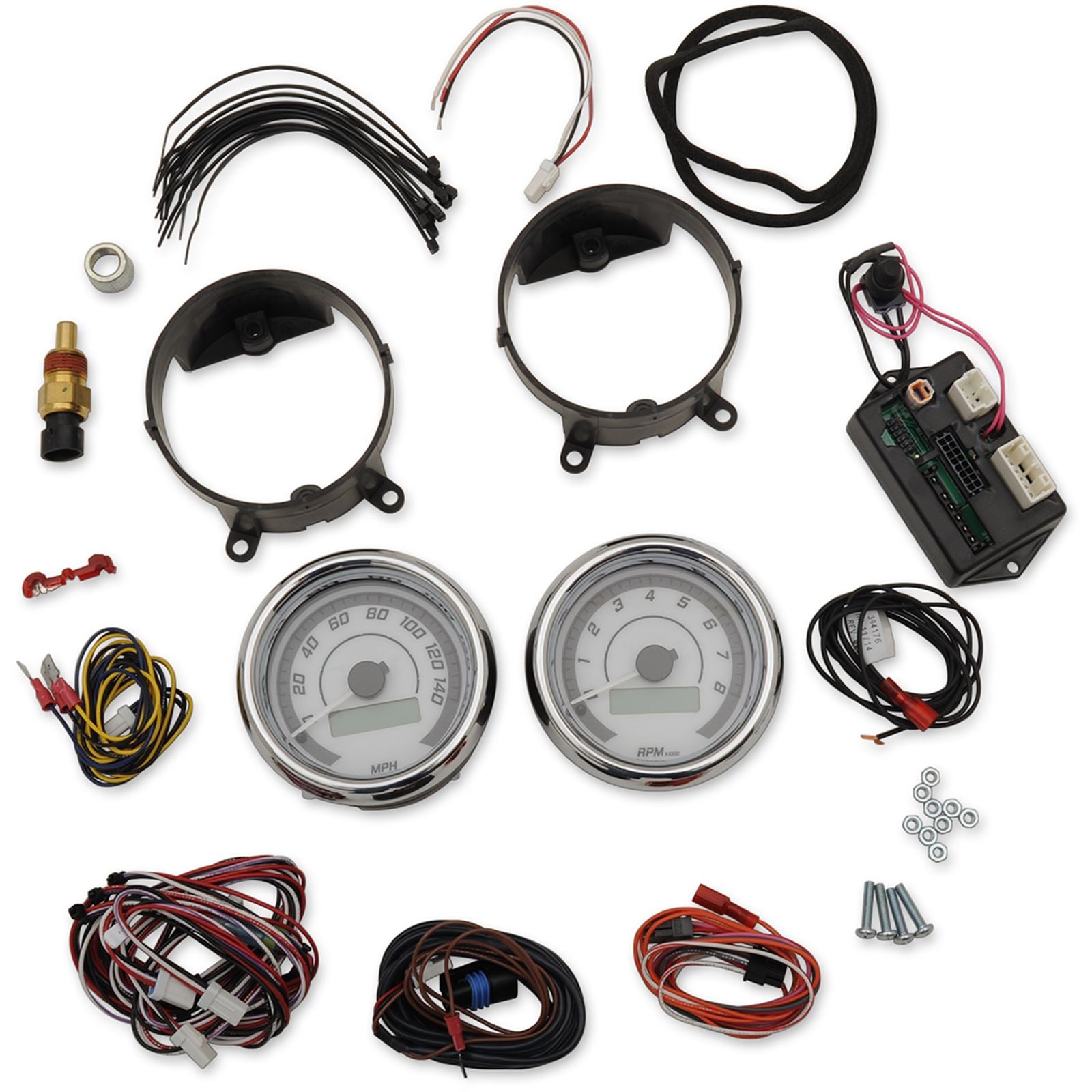 Dakota Digital MVX-8K Series Analog/Digital 2-Gauge Kit - Chrome Bezel/ White Face MVX-8200-WK-C_370644