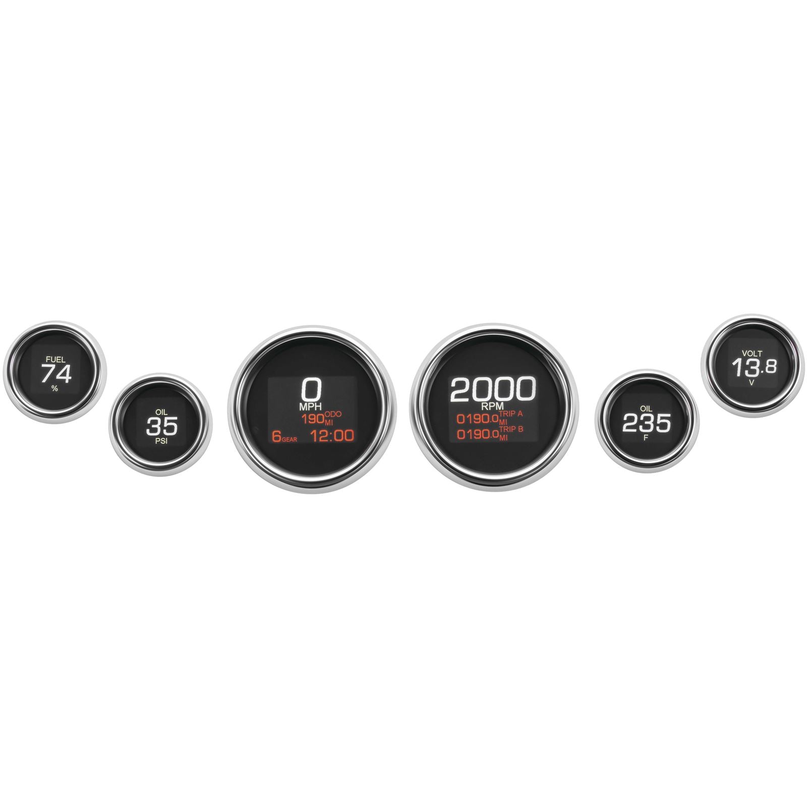 Dakota Digital MLX 6-Gauge Instrument Kit - Chrome Bezel MLX-8604_88988