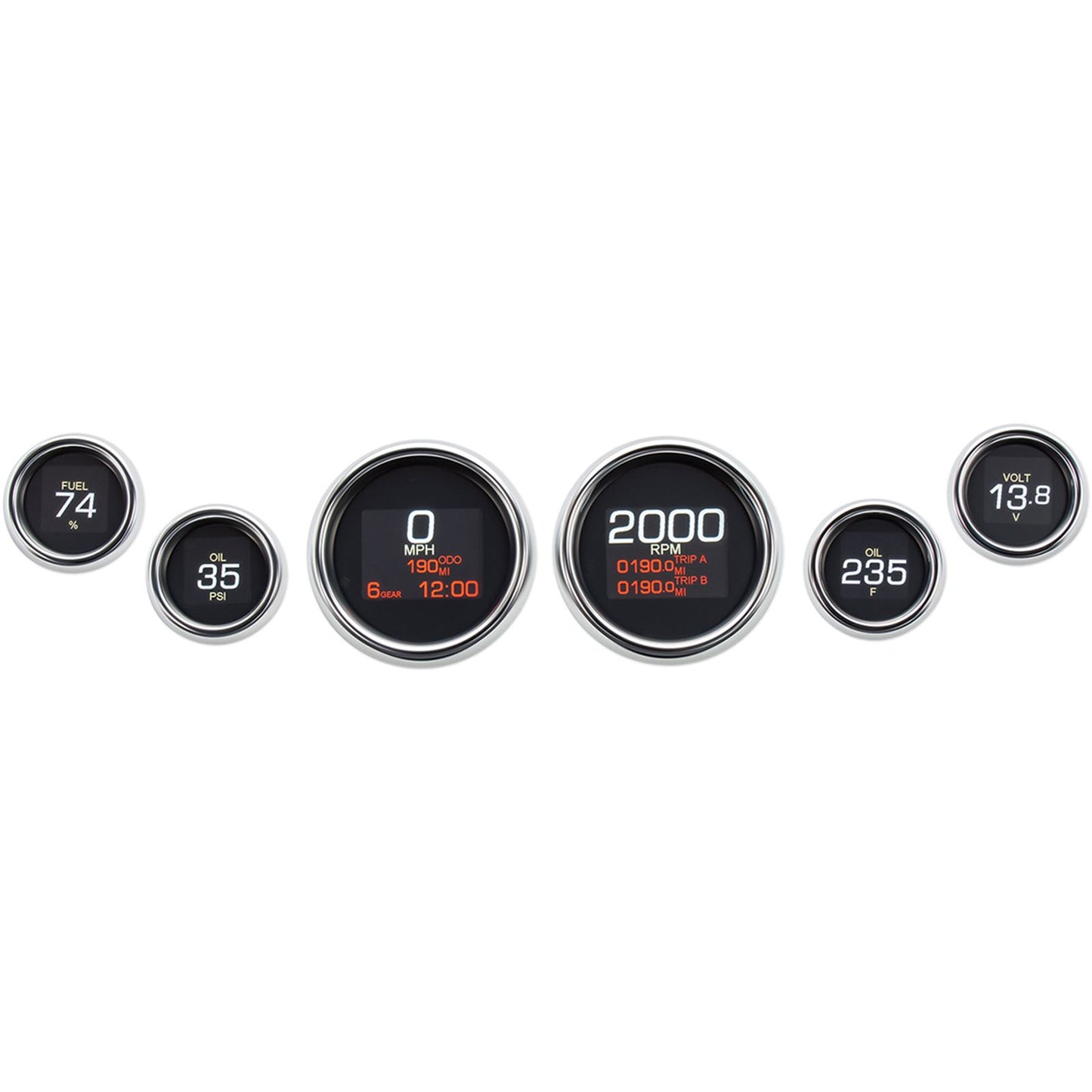 Dakota Digital MLX 6-Gauge Instrument Kit - Chrome Bezel MLX-8604_370658