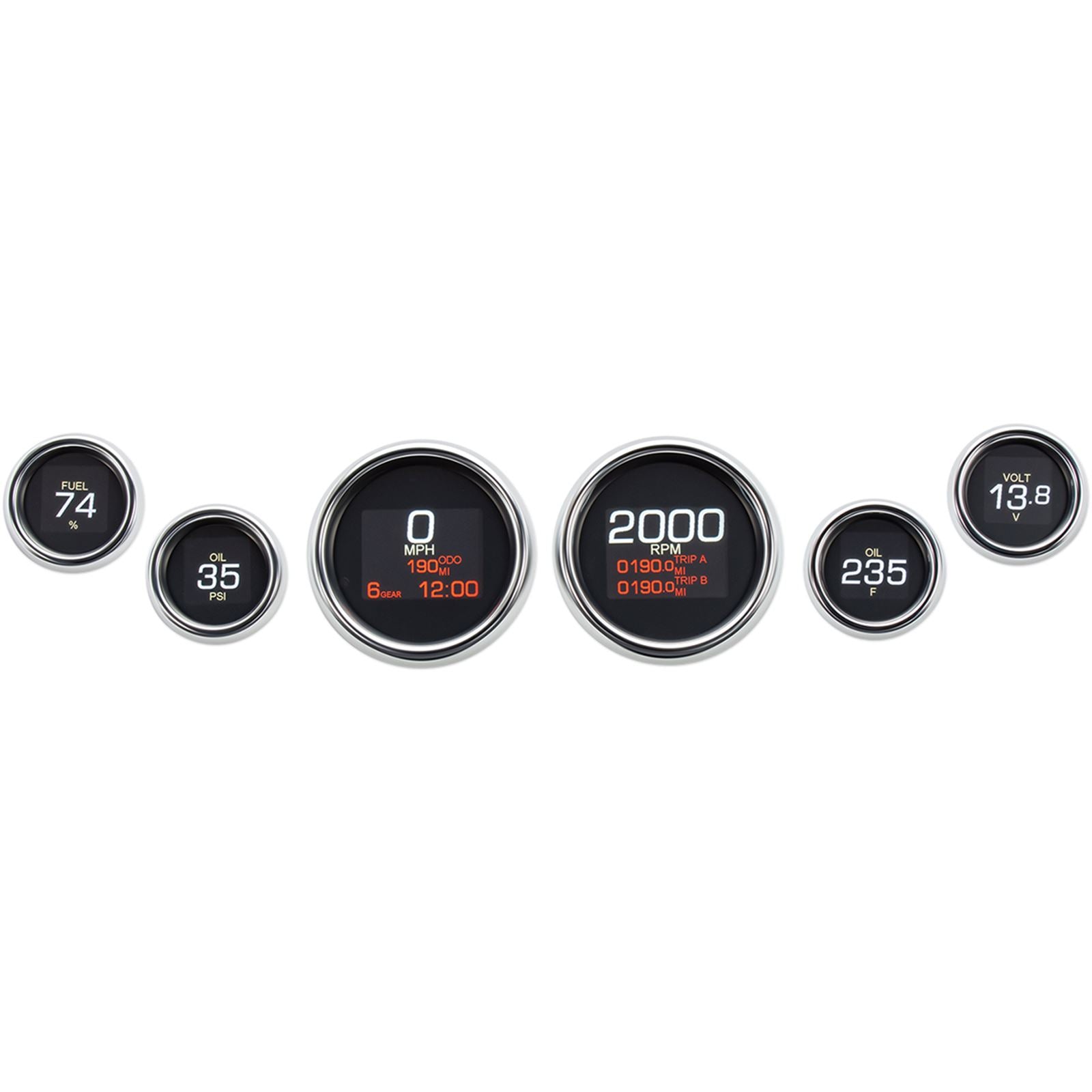 Dakota Digital MLX 6-Gauge Instrument Kit - Chrome Bezel MLX-8604_370658