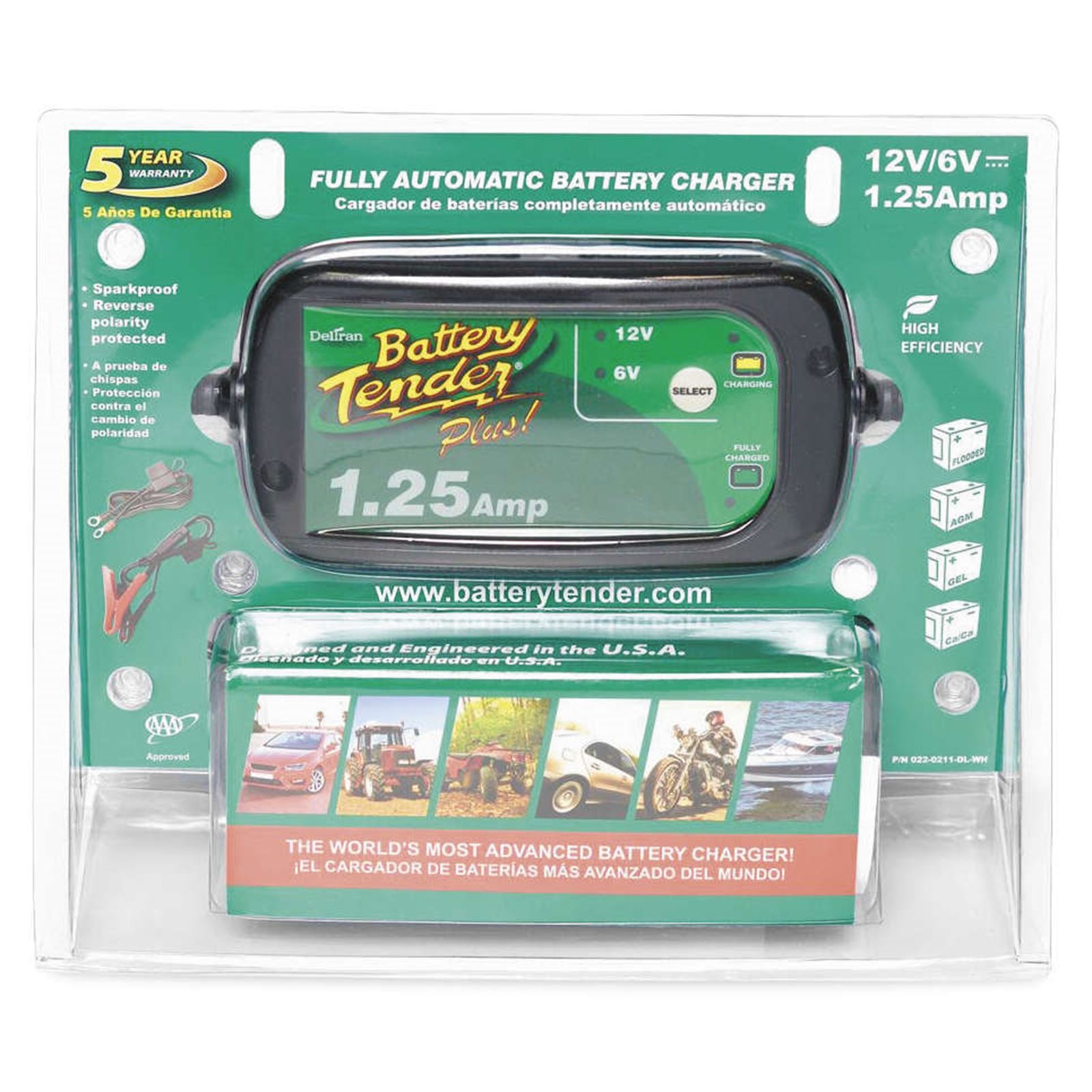 Battery Tender Plus Selectable 6-Volt/12-Volt 1.25-Amp Battery Charger [MPN: 022-0211]_89006