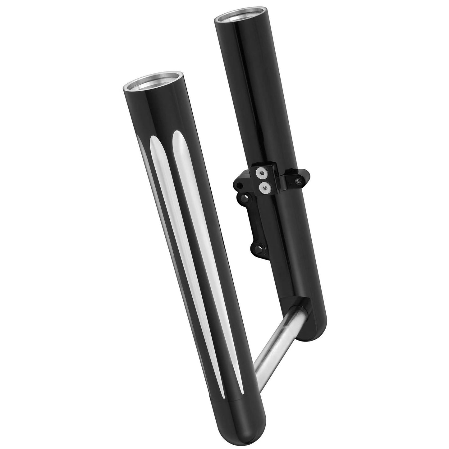 Arlen Ness Hot Legs Fork Legs - Dual Disc - Deep Cut - Black/Silver 40-512_90878