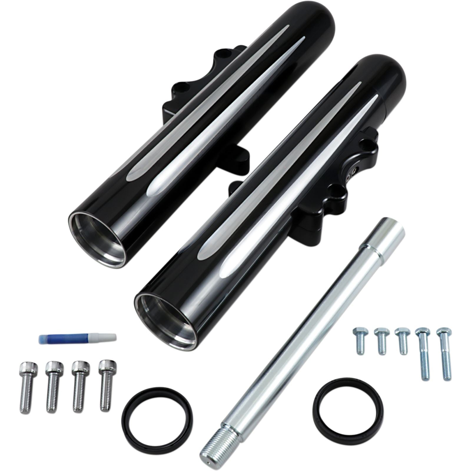 Arlen Ness Hot Legs Fork Legs - Dual Disc - Deep Cut - Black/Silver 40-512_344003