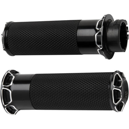 Arlen Ness Black Beveled  Grips for Throttle by Wire 07-329_344184