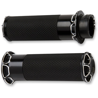 Arlen Ness Black Beveled  Grips for Cable 07-331_344187