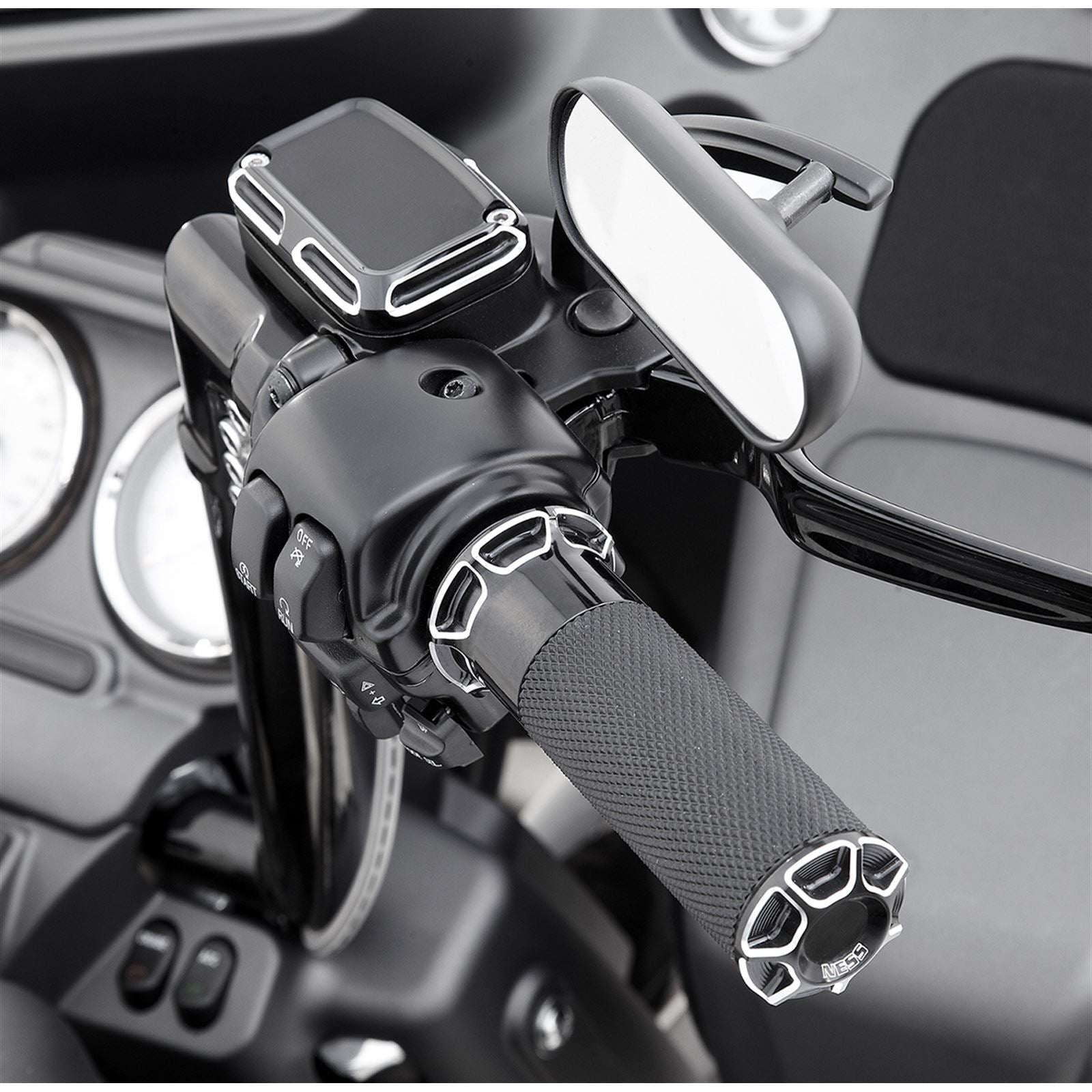Arlen Ness Black Beveled  Grips for Cable 07-331_344188
