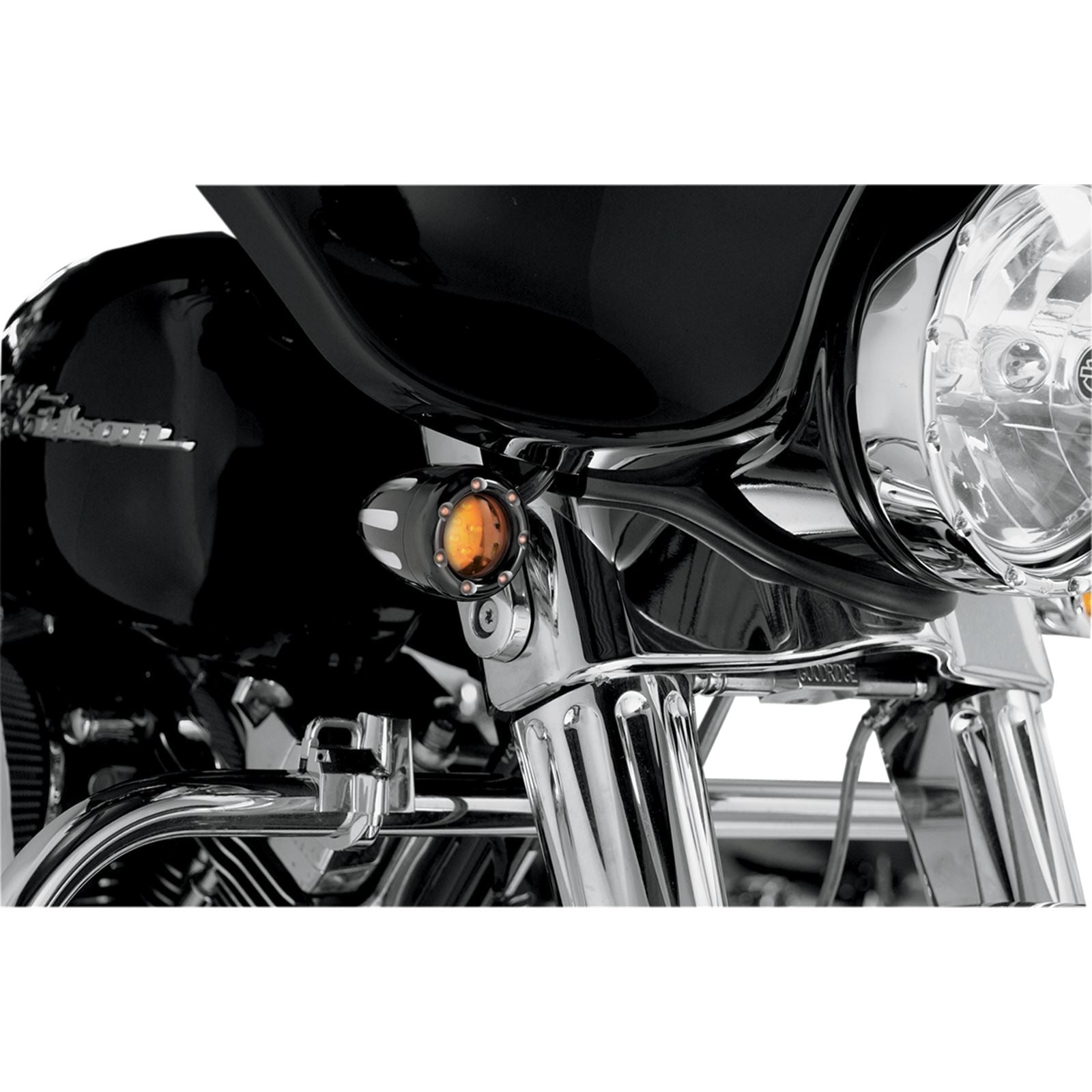 Arlen Ness LED Deep Cut Signals - Black/Amber - Amber Ring 12-753_345184