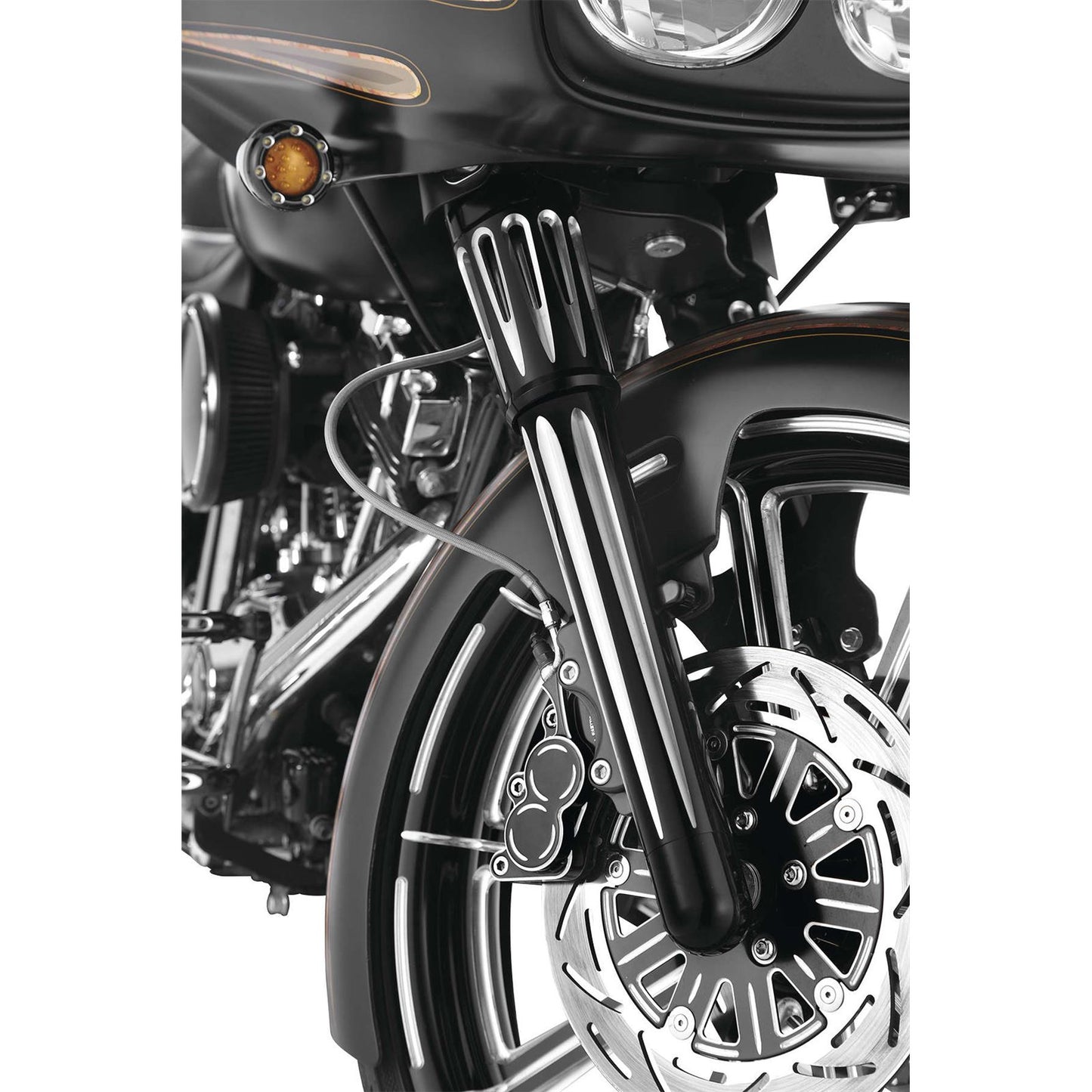 Arlen Ness Hot Legs Fork Legs - Dual Disc - Deep Cut - Black/Silver - '08-'13 FLT 06-511_91404