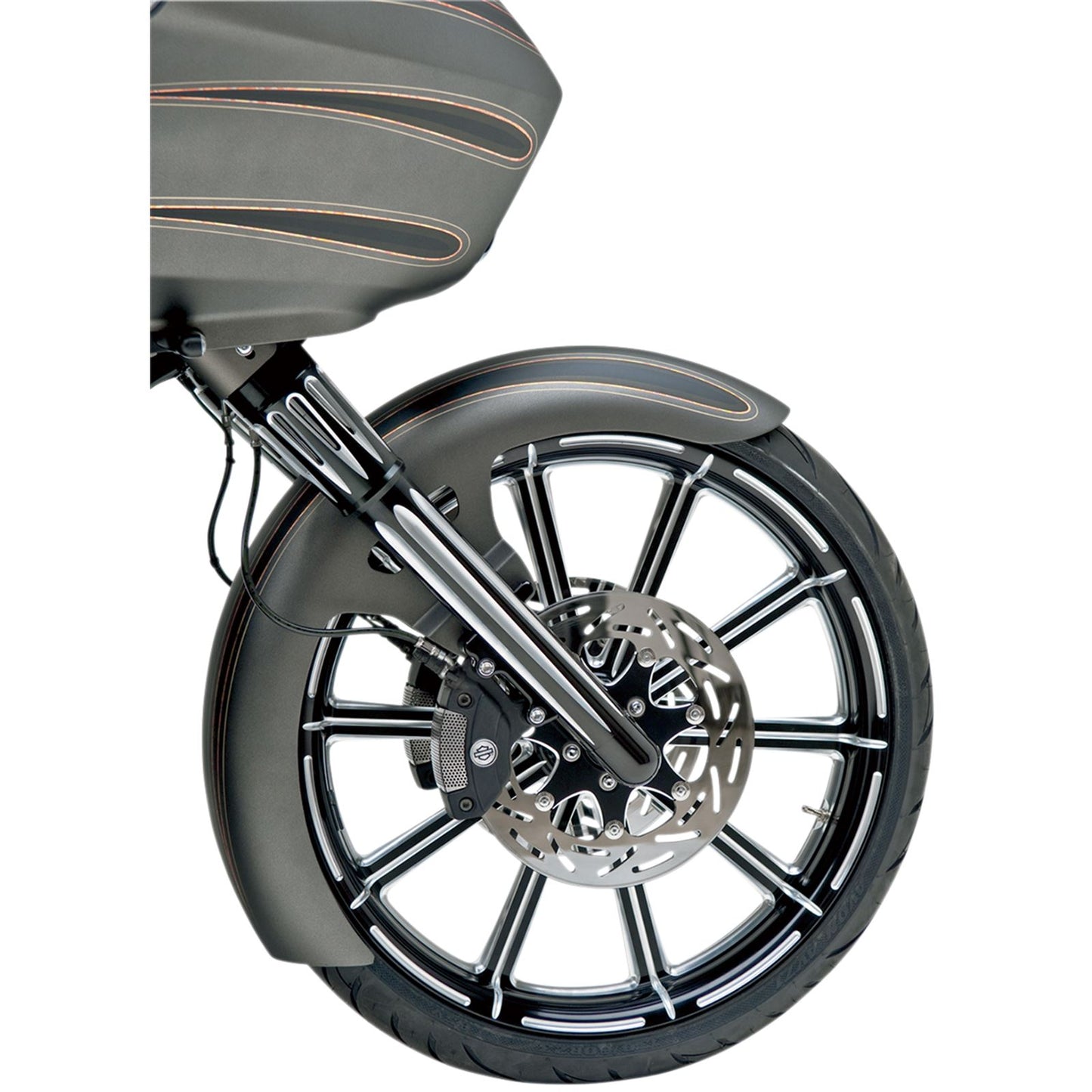 Arlen Ness Hot Legs Fork Legs - Dual Disc - Deep Cut - Black/Silver - '08-'13 FLT 06-511_343978