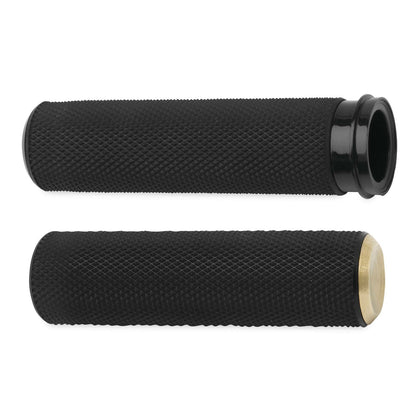 Arlen Ness Brass Knurled Handlebar Grips for Throttle by Wire 07-334_91636