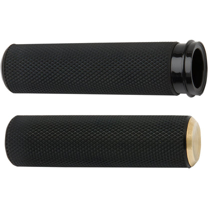 Arlen Ness Brass Knurled Handlebar Grips for Throttle by Wire 07-334_344191