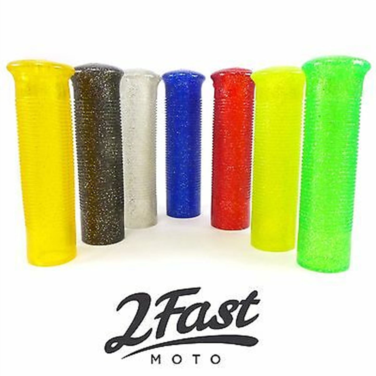 2FastMoto Jackhammer Style Grips 7/8" for Motorcycles & ATVs Clear Metal Flake 01-21855W_619314