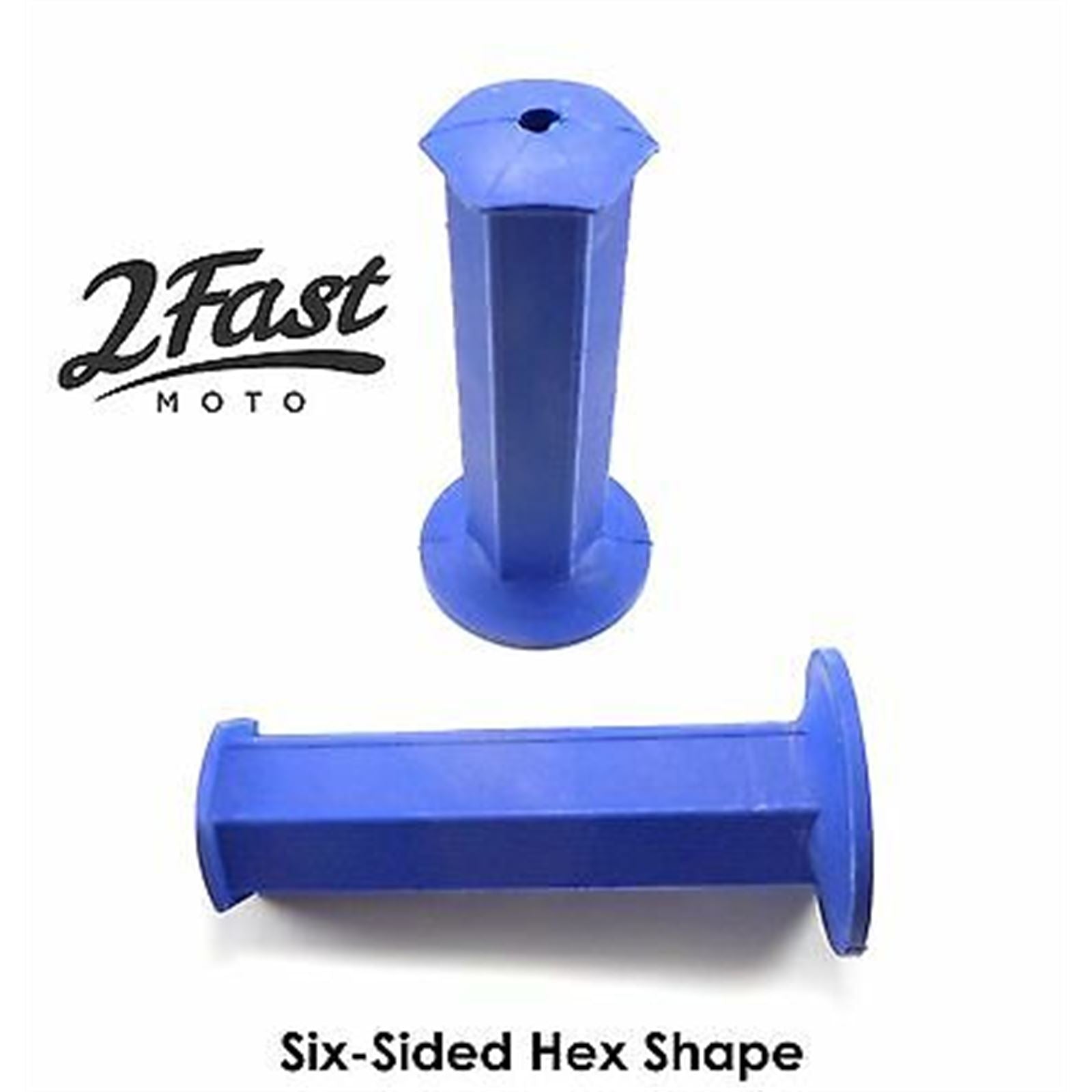2FastMoto Vintage Motocross MX Blue Six-Sided Hex Shape 7/8" Grips  2fm-01-2129bu_635807