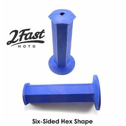 2FastMoto Vintage Motocross MX Blue Six-Sided Hex Shape 7/8" Grips  2fm-01-2129bu_635807