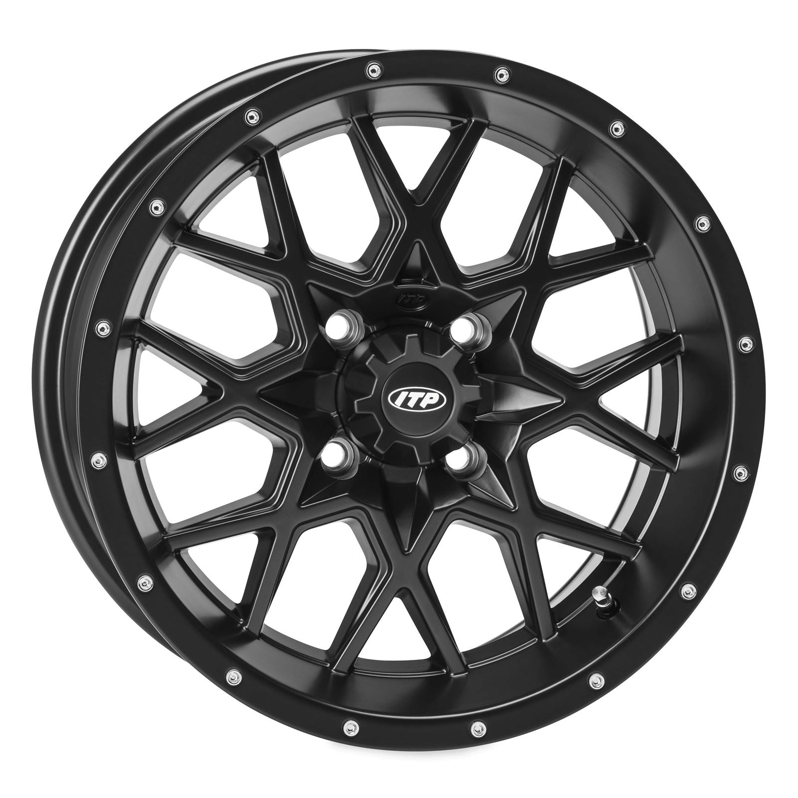 ITP Hurricane Alloy Aluminum Wheels - 12 x 7 - Matte Black 1228631536B_506980