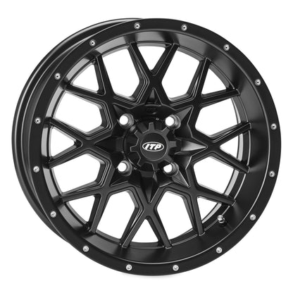 ITP Hurricane Alloy Aluminum Wheels - 12 x 7 - Matte Black 1228631536B_506980