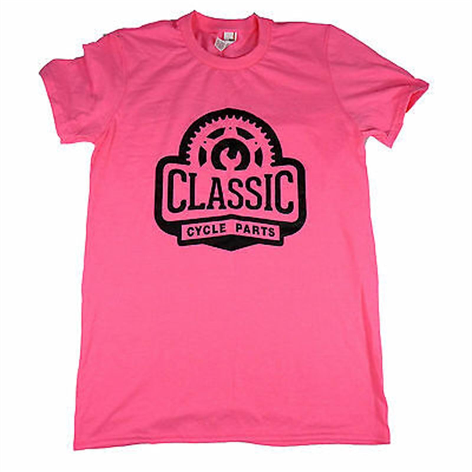 2FastMoto Classic Cycle Parts Pink T-Shirt Black Logo Short Sleeve Small CCPTShirtPink_634138