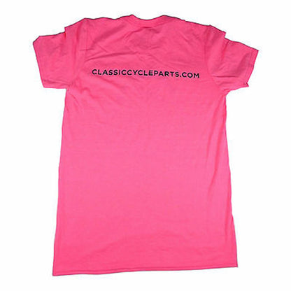 2FastMoto Classic Cycle Parts Pink T-Shirt Black Logo Short Sleeve Small CCPTShirtPink_634140