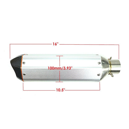 2FastMoto Slip-On Exhaust Performance Muffler Silver with Black Tip 1110_664167