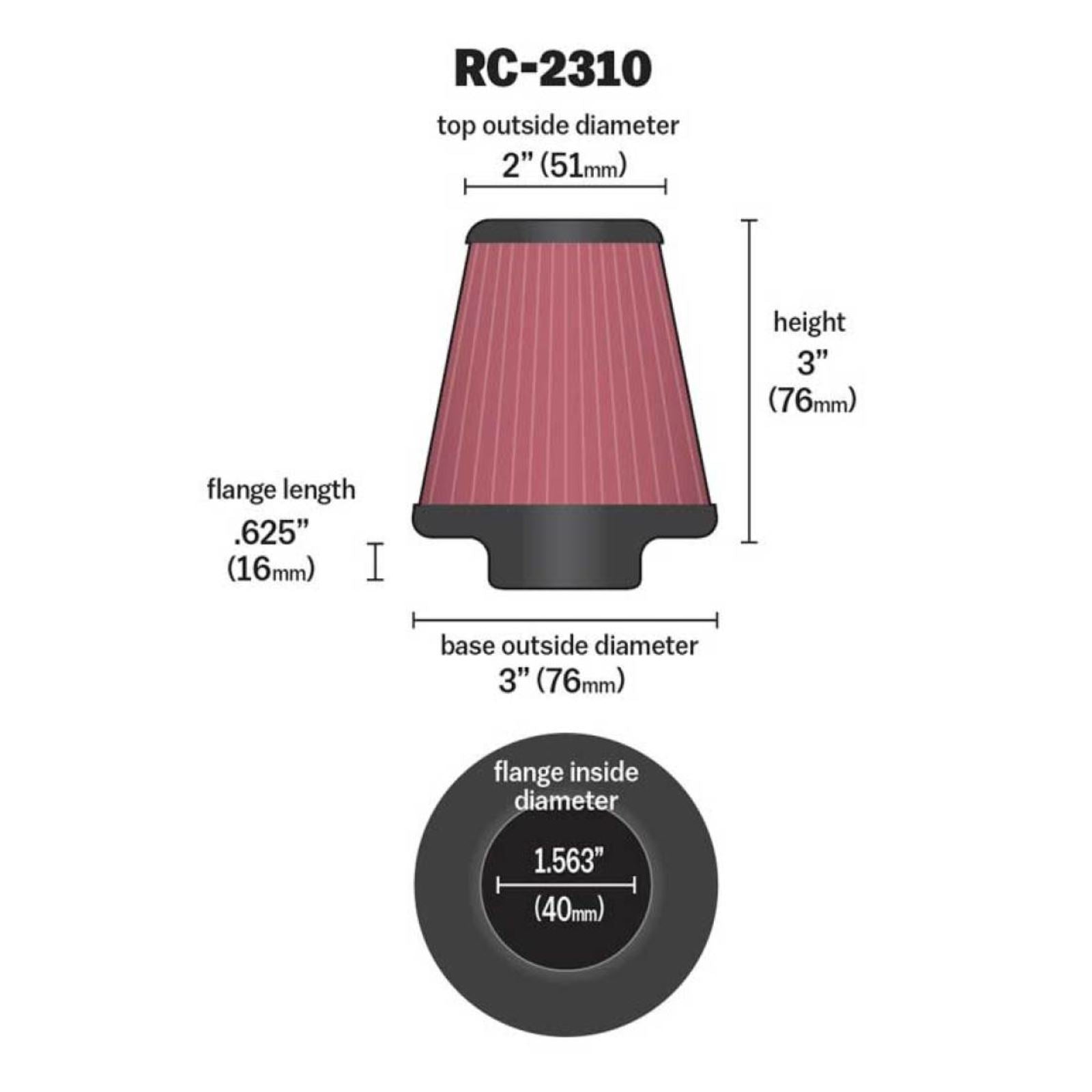 K&N Filters Air Filter Clamp-On 40mm [MPN: RC-2310]_1747838