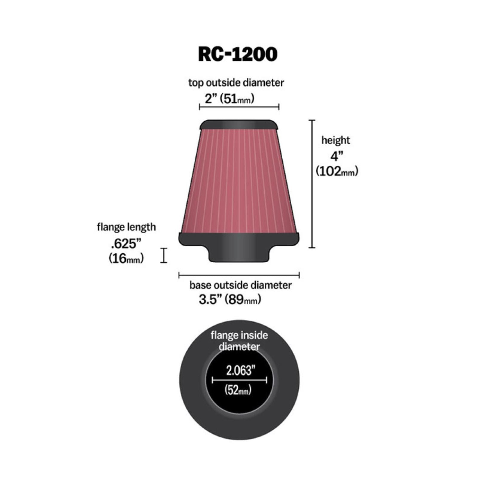 K&N Filters Air Filter Clamp-On 52.5mm [MPN: RC-1200]_1754743