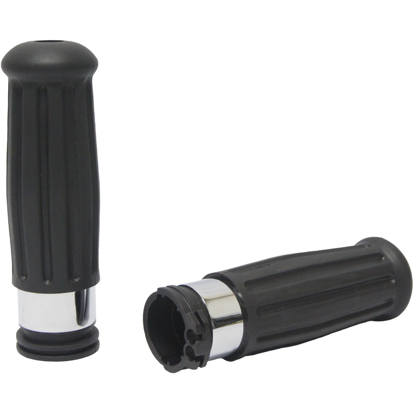Harddrive Vintage Handlebar Grips - Black with Chrome Accent Ring [MPN: 72-158]_98880
