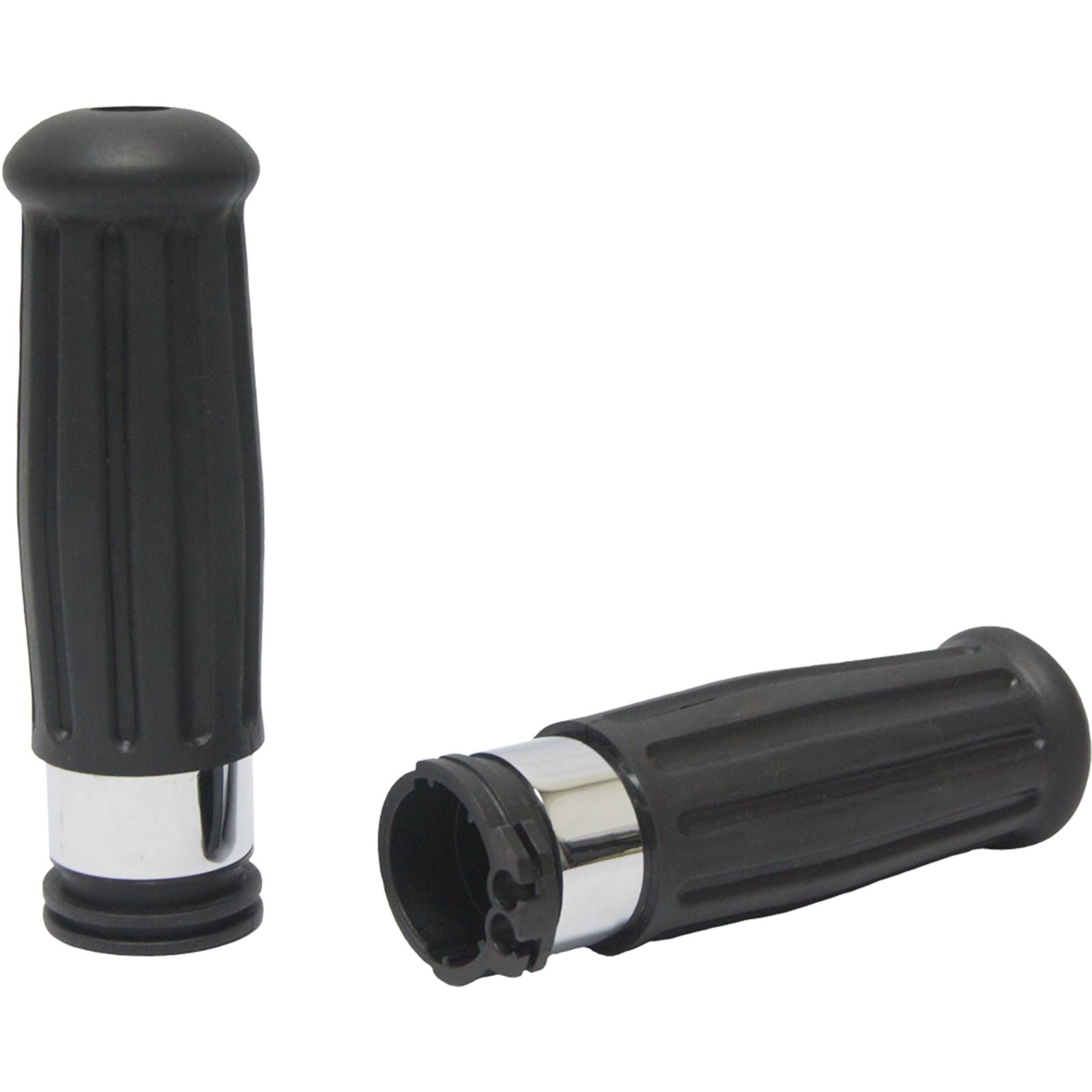 Harddrive Vintage Handlebar Grips - Black with Chrome Accent Ring [MPN: 72-158]_98880
