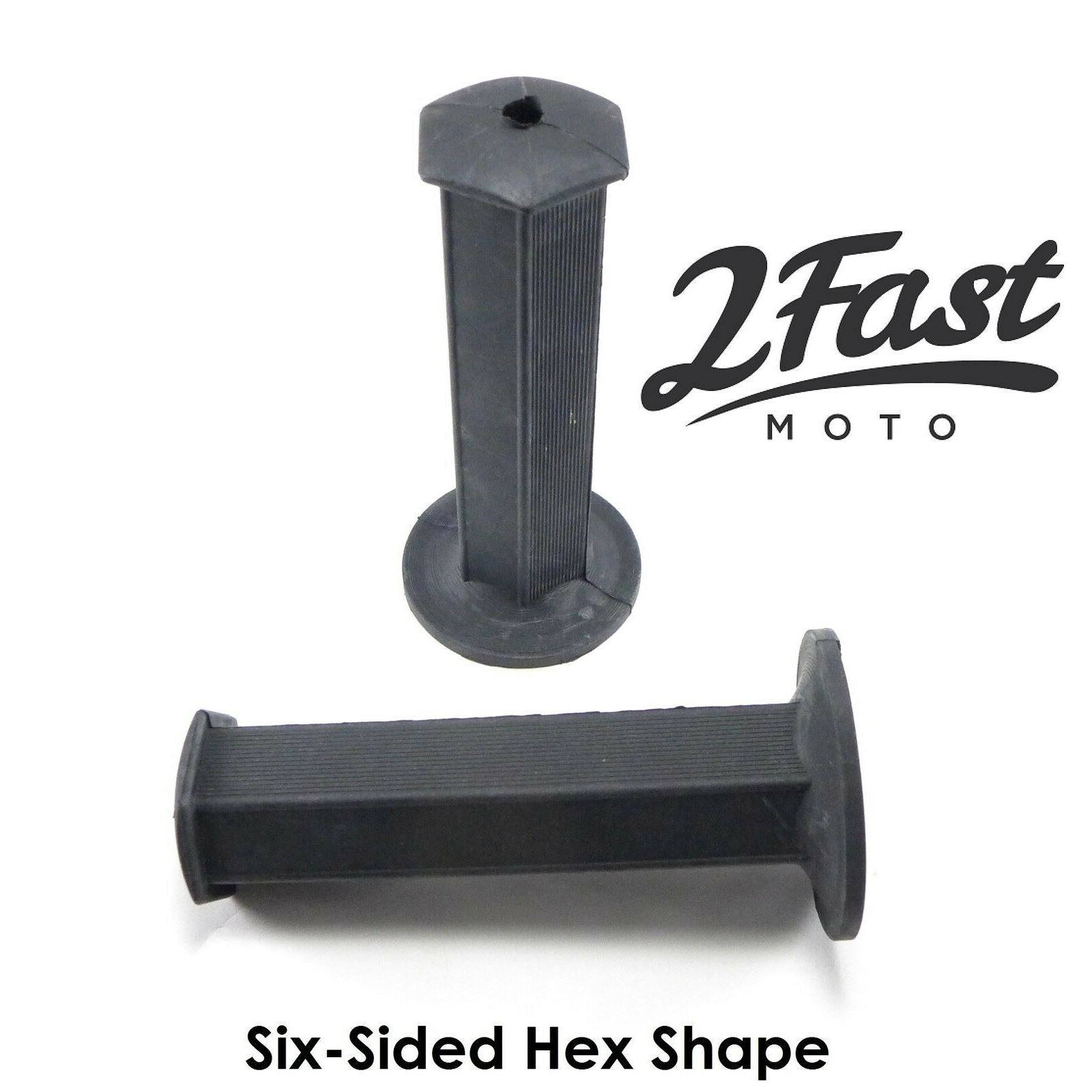 2FastMoto Vintage Motocross MX Black Six-Sided Hex Shape 7/8" Grips  [MPN: 2fm-01-2129b]_665450
