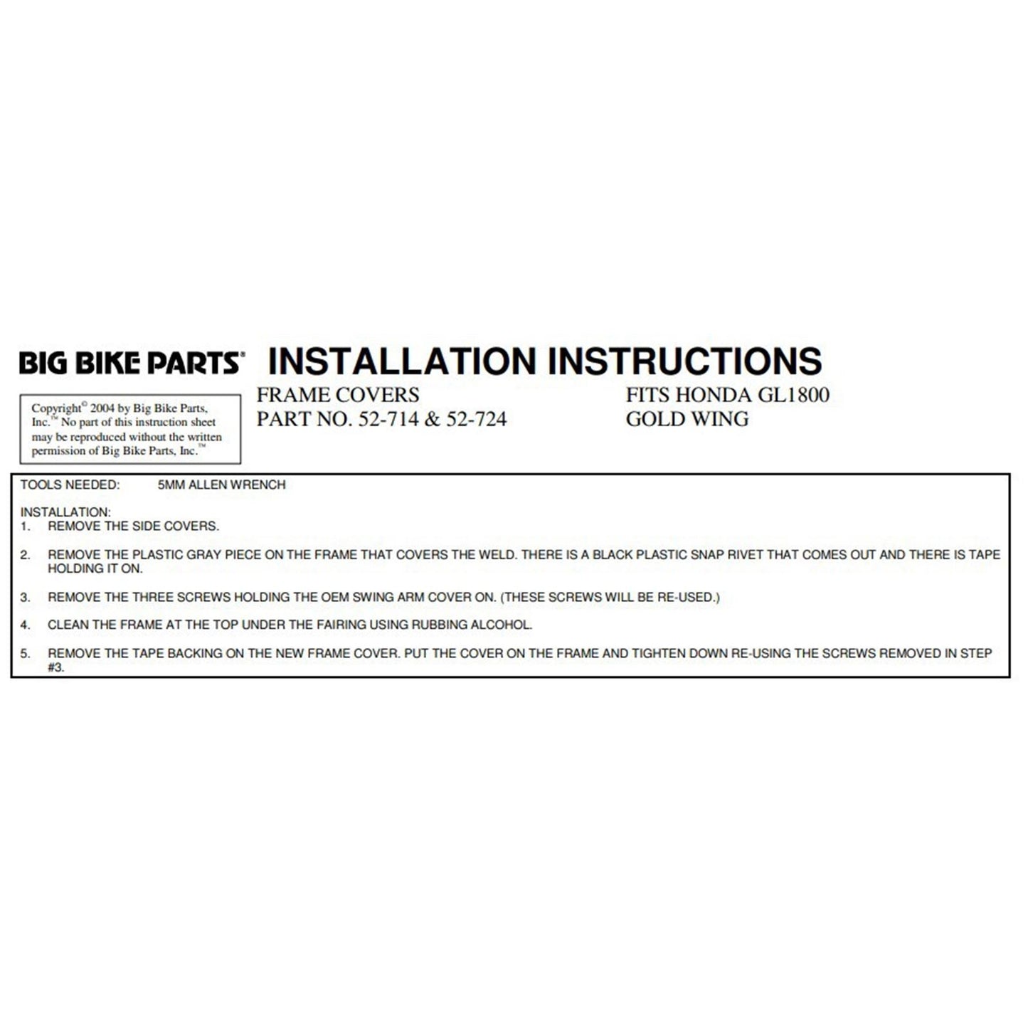 Show Chrome Frame Cover with Rubber Inserts for Honda GL1800 52-724_1171973