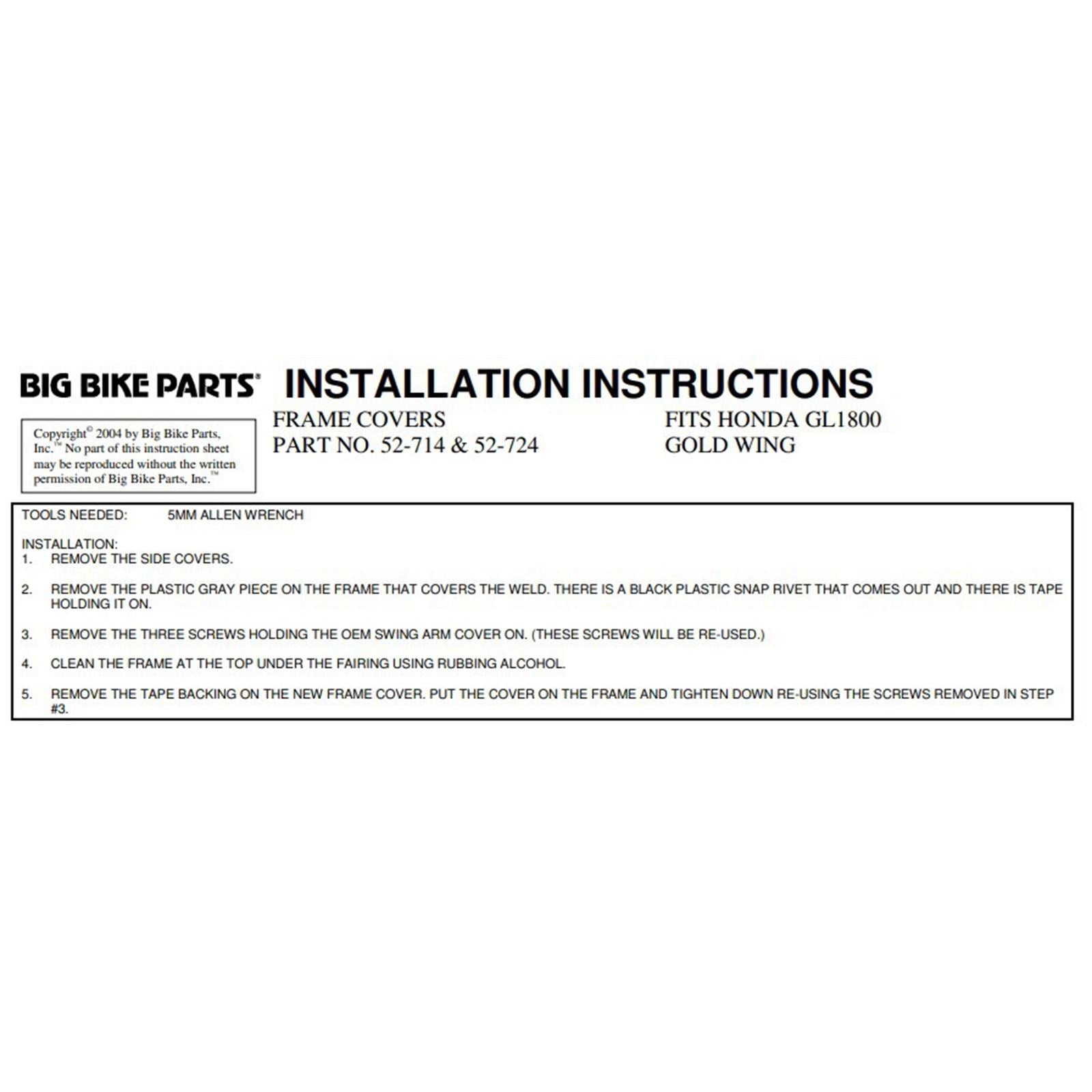 Show Chrome Frame Cover with Rubber Inserts for Honda GL1800 52-724_1171973