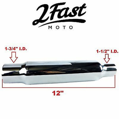 2FastMoto 12" Chrome Shorty Slip-On Muffler Cafe Racer for Motorcycles [MPN: 80-03310]_665634