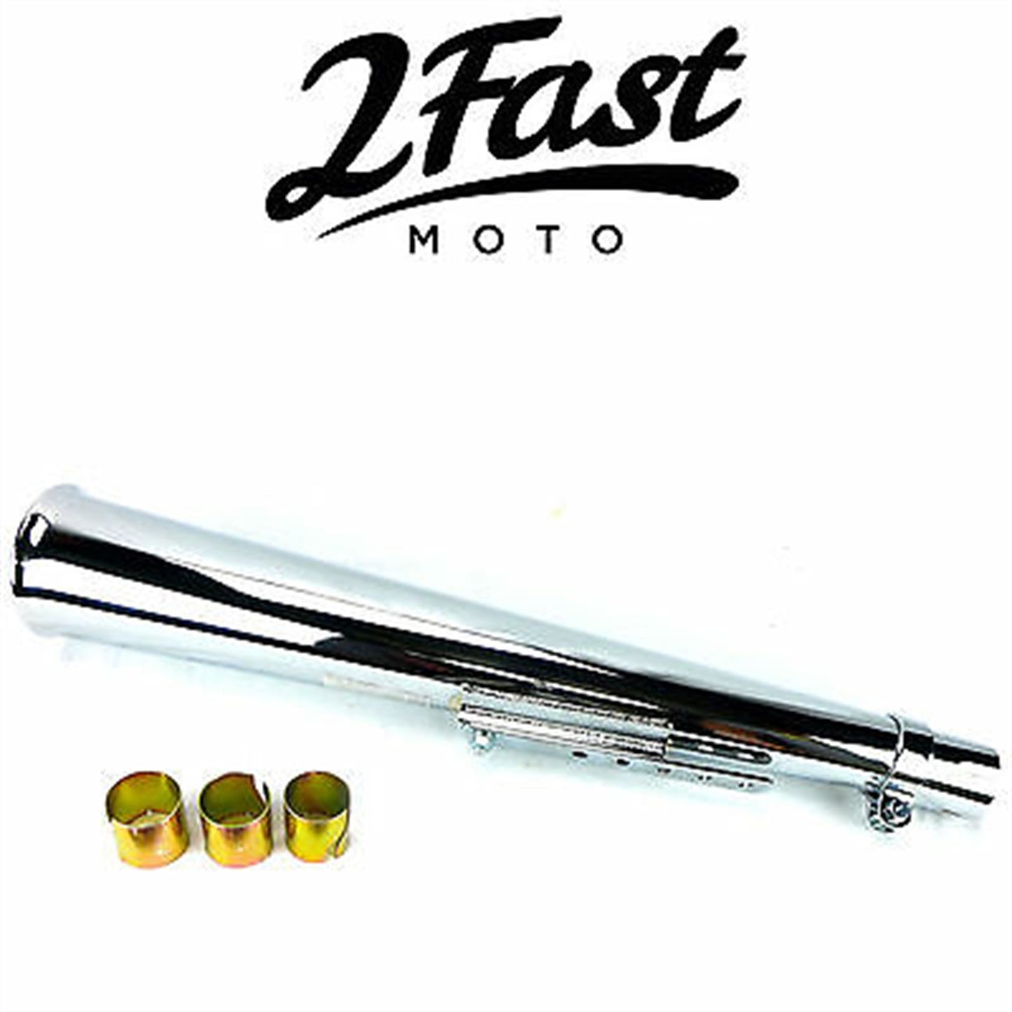 2FastMoto 24" Chrome Upswept Left Side Megaphone Muffler Cafe Racer [MPN: 2fm-80-84015]_665663