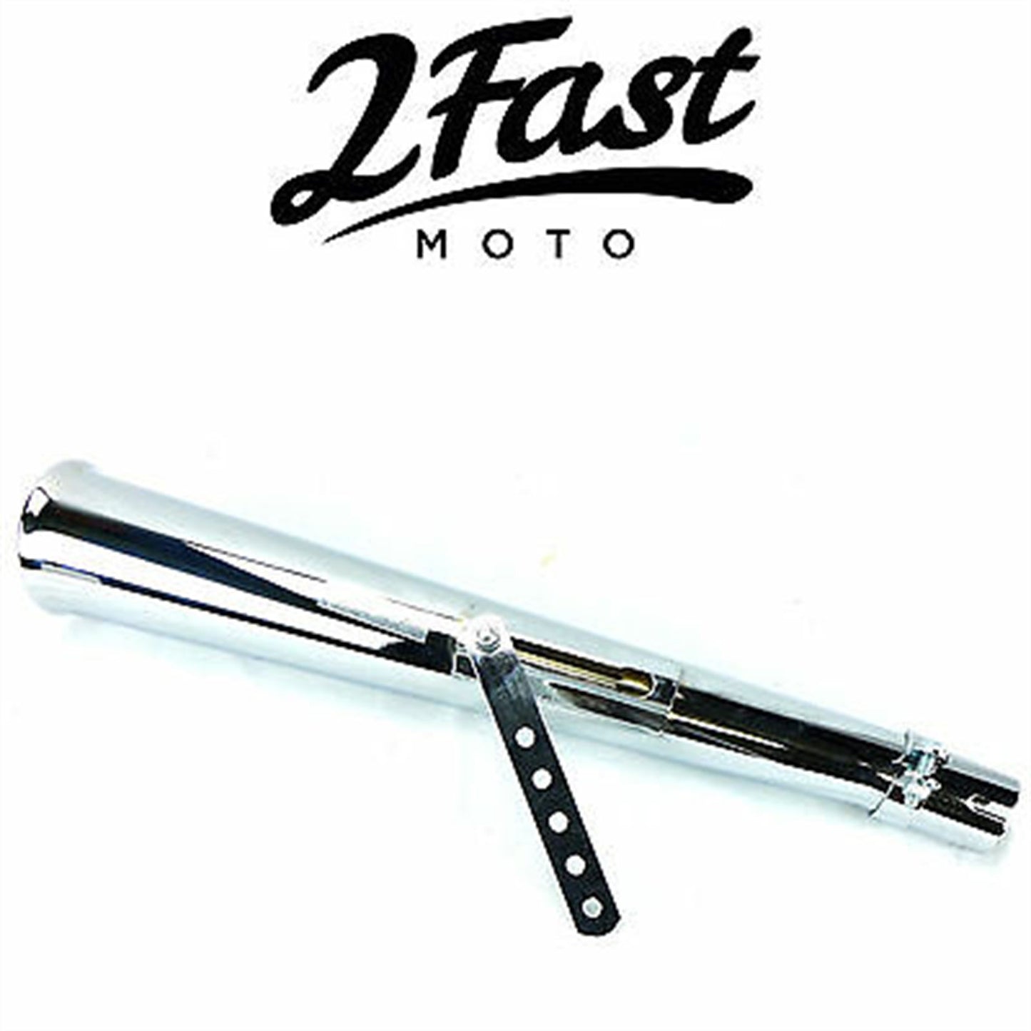 2FastMoto 24" Chrome Upswept Left Side Megaphone Muffler Cafe Racer [MPN: 2fm-80-84015]_665662