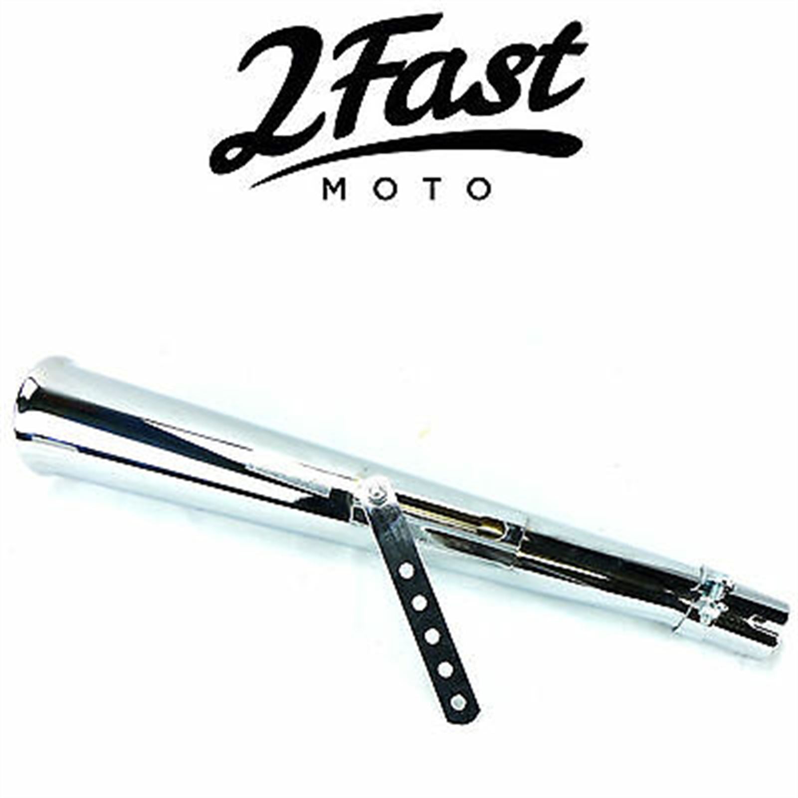2FastMoto 24" Chrome Upswept Left Side Megaphone Muffler Cafe Racer [MPN: 2fm-80-84015]_665662